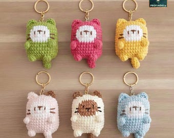 かぎ針編みの猫のキーホルダー：初心者向けあみぐるみキット - 手作り