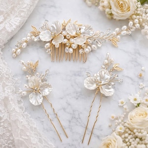 Mother of Pearl Iridescent Ivory Hair Comb Mother Of Pearl Comb, Sku#M191-1 – Aloha Pearls & Schwartz main image 2