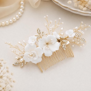 Pearl and Crystal Flower Hair Comb - Etsy