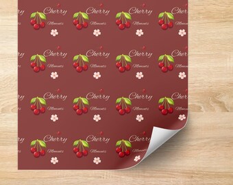 Kirschblüten Geschenkpapier | Burgundy Red, Valentinstagsgeschenk (Digitaler Download)