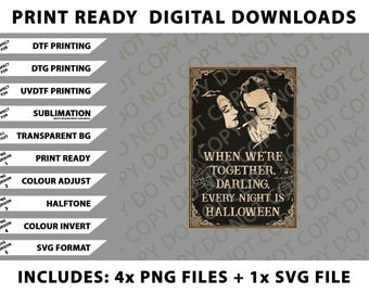 Gomez Addams Halloween Spooky Fictitious Structure Leader Family Love When We'Re Together Darling Ev Png Bundle, Digital Downloads