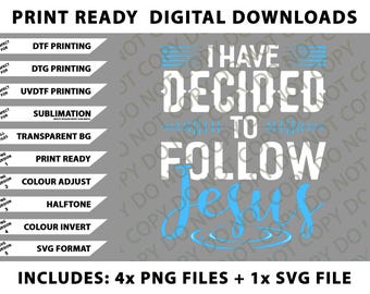 I Have Decided To Follow Jesus Christians God Png Bundle, Digital Downloads