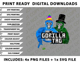 Gorilla Tag Blue Party Hat Gorilla Tag Merch Unisex Png Bundle, SVG Files, Digital Downloads