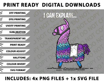 Loot Llama I Can Explain Gaming Png Bundle, Digital Downloads
