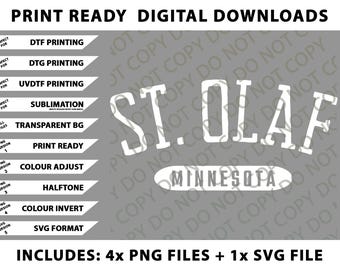 St. Olaf Classic Style St. Olaf Minnesota Mn Png Bundle, Digital Downloads