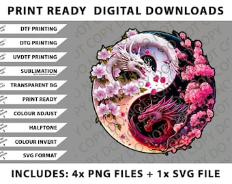 Dragon Yin Yang Chinese New Year 2024 Year Of The Dragon Png Bundle, Digital Downloads