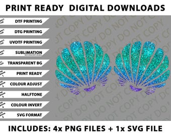 Mermaid Sea Shell Bra Costume Png Bundle, Digital Downloads
