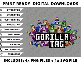 Gorilla Tag Moke Shirt, Birthday Gorilla Png Bundle, SVG Files, Digital Downloads