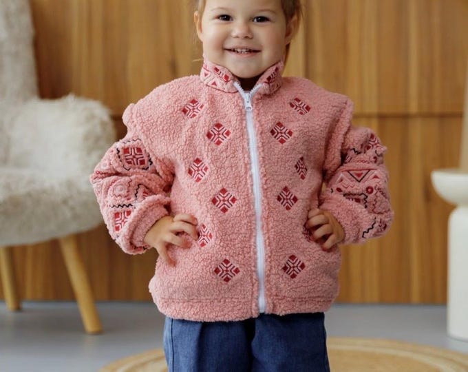 Ukrainian Embroidered Fur Сoat Wool Coat for kids