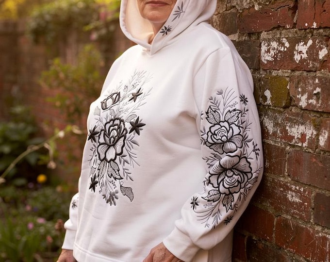 Embroidered Floral Hoodie: Elegant Comfort for Any Event