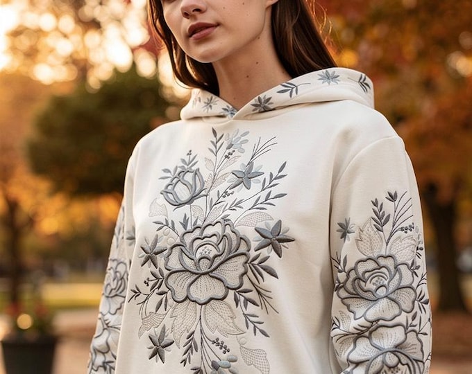 Embroidered Floral Hoodie – Elegant Comfortable Sweatshirt