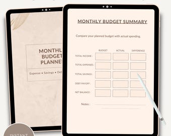 Monthly Budget Planner Digital | Printable Budget Planner PDF | Expense Tracker | US Letter & A4 | Instant Download