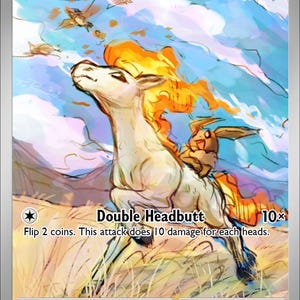 Ponyta - Pokemon Custom Fan Art Ręcznie Robiona Karta