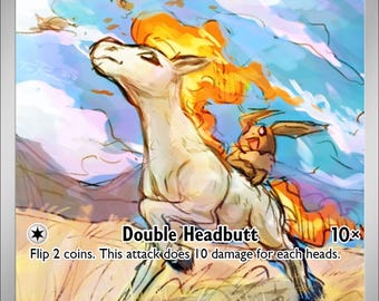 Ponyta - Carte Pokémon personnalisée faite main par un fan art
