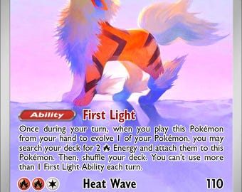 Arcanine - Pokemon Custom Fan Art Hand Made Card