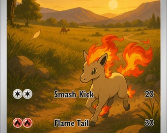 Ponyta - Carte Pokémon personnalisée faite main par un fan art