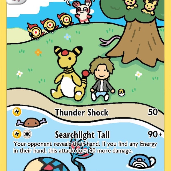 Ampharos - Pokemon Custom Fan Art Hand Made Card
