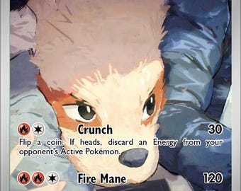 Arcanine - Pokemon Custom Fan Art Hand Made Card