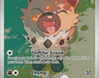 Rockruff - Pokemon Custom Fan Art Hand Made Card