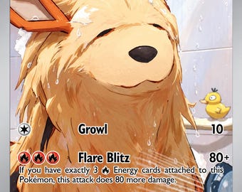 Arcanine - Pokemon Custom Fan Art Hand Made Card