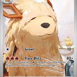 Arcanine - Pokemon Custom Fan Art Ręcznie Robiona Karta
