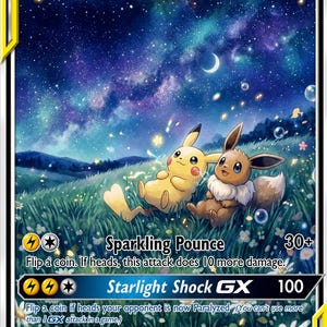 Pikachu & Evoli GX - Pokémon-Fanart-Karte (handgefertigt)