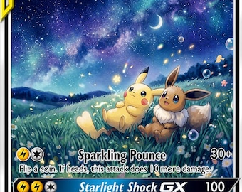 Pikachu & Evoli GX - Pokémon-Fanart-Karte (handgefertigt)