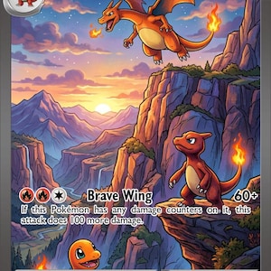 Mega Charizard EX - Pokemon Custom Fan Art Hand Made Card