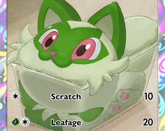 Sprigatito – Pokémon-Fanart-Karte (handgefertigt)