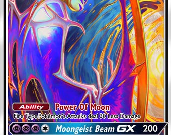 Lunala GX - Pokemon Custom Fan Art Hand Made Card
