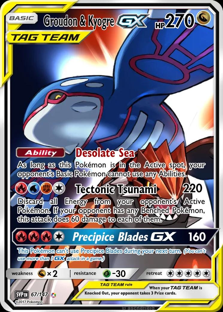 kyogre gx pokemon card TCG: Azure Legends Tin: EX This attack does 30 damage to each of your opponents Benched Pokmon Groudon & Kyogre GX -