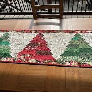 Handmade Christmas Tree Quilted Table Runner
