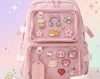 Kawaii Ita Backpack, Clear Window Pin Display, Anime Cosplay School Bag