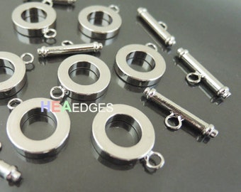 Toggle Clasp - 2 Sets Finding Silver Toggle Clasp Round Bar and Ring Buckle Clasps