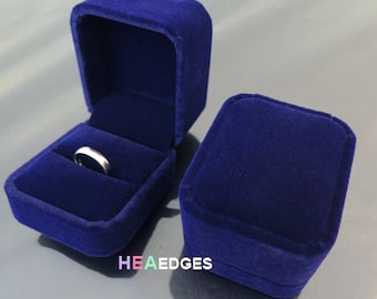 Jewelry Box - Dark Blue Velvet Ring Box Jewelry Case Packaging Supplies Velveteen Ring Jewelry Box