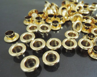 Finding - 20 pcs Gold Round Shaped Eyelet ( 9.5mm x 5mm with Hole diameter 5mm )