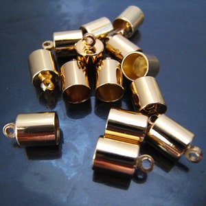 Finding 20 pcs Gold Leather Cord Ends Cap with Loop For Round Leathers 12mm x 8mm inside 7mm diameter image 2