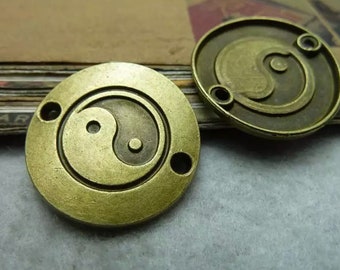 Pendant Charms Chinese Feng Shui  2 pcs of TaChi Mark Pattern Findings 24mm