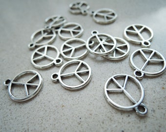 Findings - 10 pcs Silver Peace Sign with Loop 12mm outside, loop hole 1.2 mm