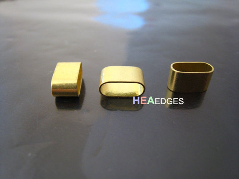 Finding 6 pcs Gold Flat Head with Round Edge Rectangular Tubes 9mm x 5mm x 4mm Inside 8mm x 3mm Hole image 2