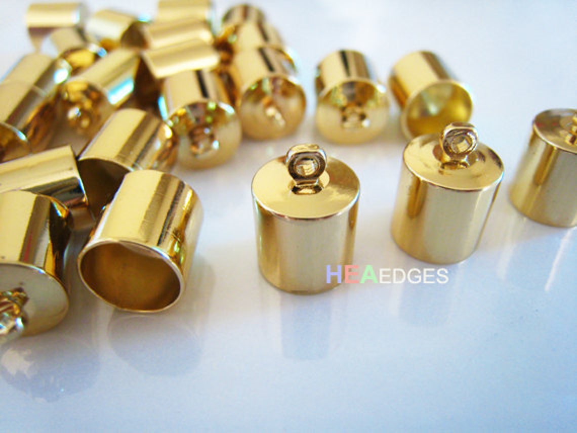6pcs Gold End Caps 8mm Findings Gold Plated Large Leather Etsy