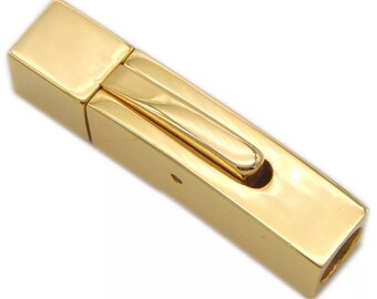 1 Set Gold Square Clasp 5mm - Findings Stainless Steel Square Clasp Leather Cord End Cap Open Connector 30mm x 6mm