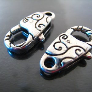 Finding 2 pcs Silver Pattern Large Clasps 24mm x 13mm image 1