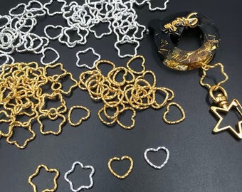 Finding - 10 pcs of Open Rings (Star or Heart Shape)