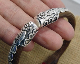 Antique Silver End Cap DIY without Loop and Hole 10, 8, 6, 5mm in size can be choose - 2 pcs