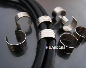 10pcs Silver Crimp Cord Ends Cap - Findings Smallest Round Curve Adjustable Fold Over Crimps End Caps without Loop 10mm x 5mm