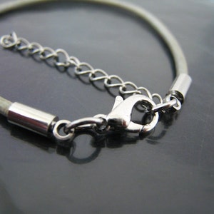 Finding - 4 Sets Silver Round Tone Leather Cord Ends Cap With Lobster Clasp Buckle and Extender ( Inside 2mm Diameter )