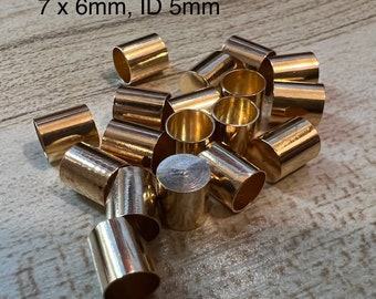 20pcs Gold End Caps 5mm - Findings Gold Plated Round Head Tone Cord End Cap ( without Loop and Hole ) for Leathers Edge 7mm x 6mm