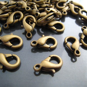 Finding 10 pcs Antique Brass Solid Mini Lobster Claw Clasp Closure 12mm x 7mm image 1