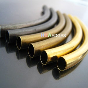 Finding 2 pcs Gold Brass Very Long Curve Arc Tubes 76mm x 5mm Fit for 4mm Round Leather image 4